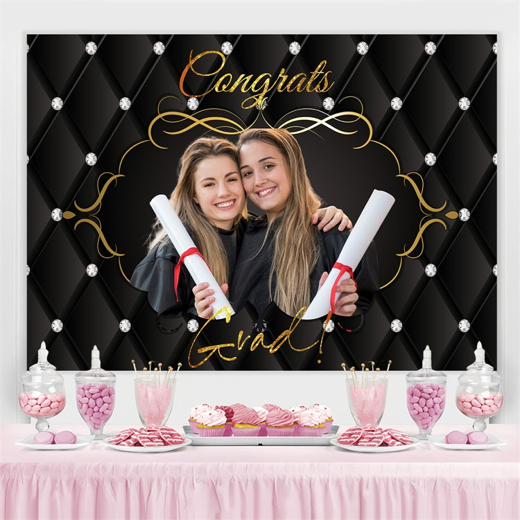 Customized Graduation Backdrop Shining Diamonds Graduation Party Backdrop UK LXX3-158