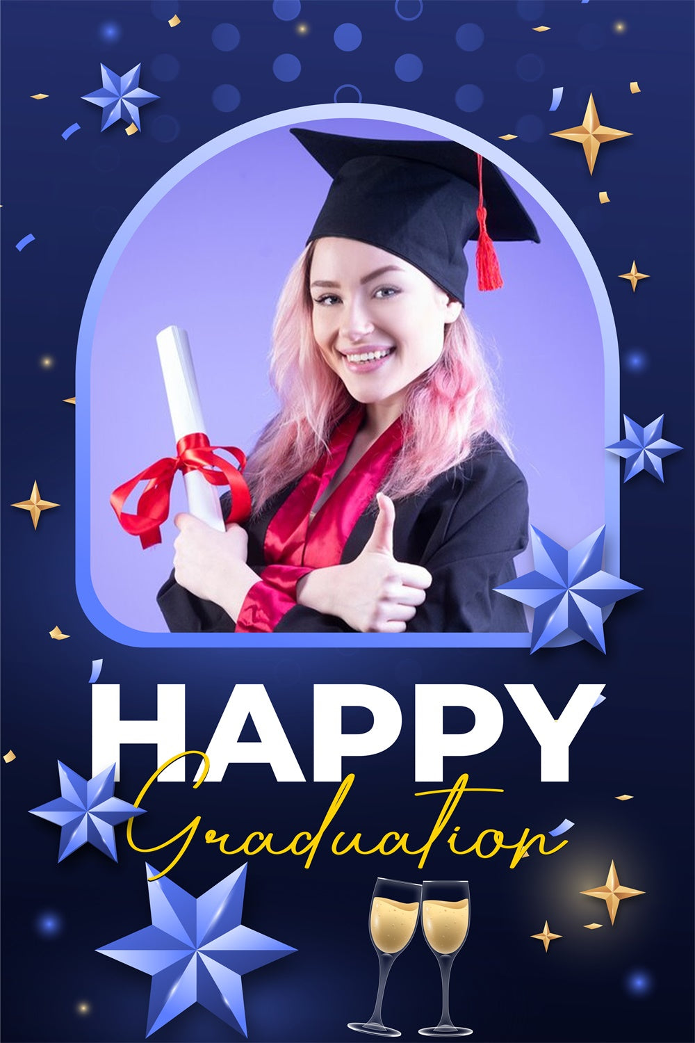 Personalized Backdrop For Graduation Blue Stars Graduation Party Backdrop UK LXX3-161