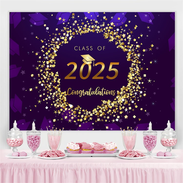 Graduated Backdrop Golden Sparkle Purple Graduation Party Backdrop UK LXX3-168