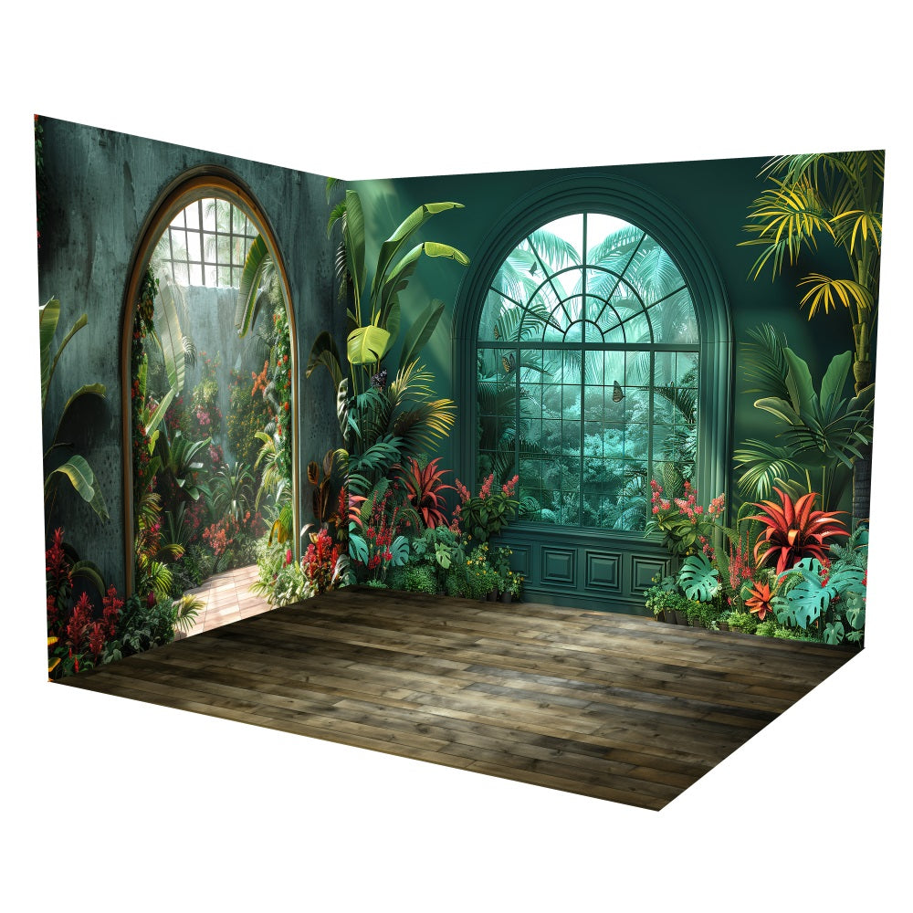 Boho Tropical Greenhouse Archway Window Backdrop Room Set UK LXX3-3