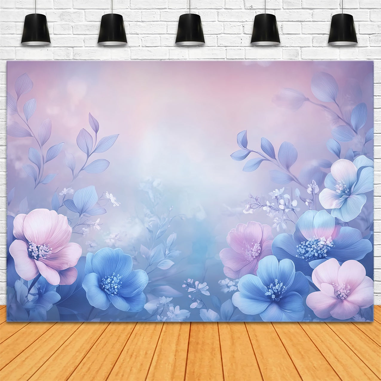Mother's Day Backdrop Blue Pink Floral Glow Backdrop UK LXX3-33