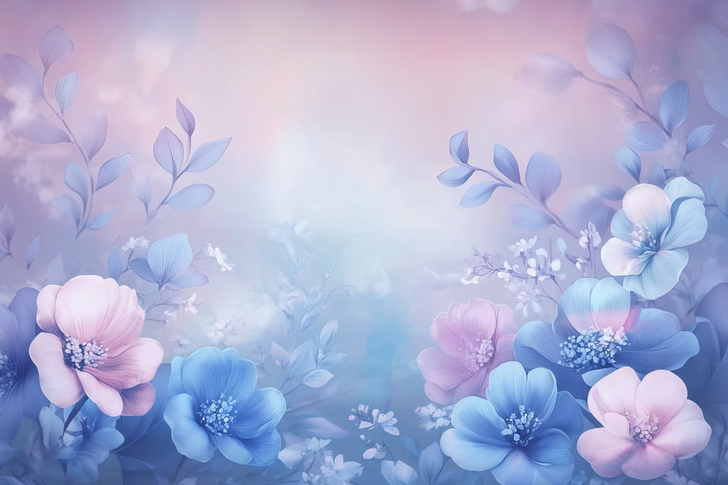 Mother's Day Backdrop Blue Pink Floral Glow Backdrop UK LXX3-33