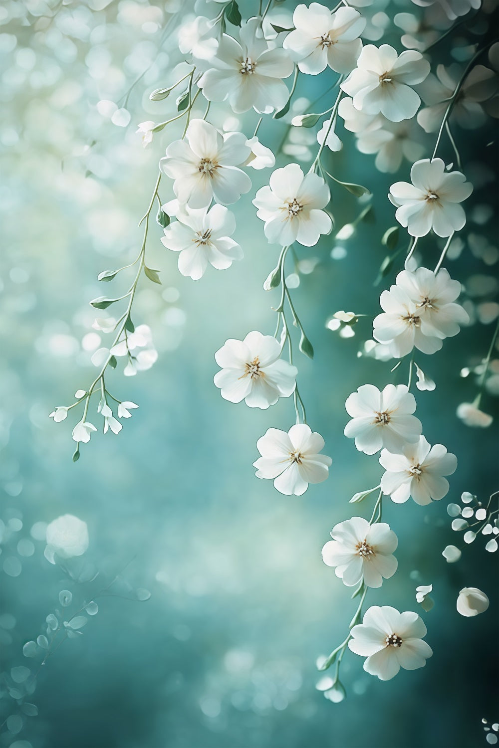 Mothers Day Photo Backdrop White Blossoms Hanging Floral Backdrop UK LXX3-37