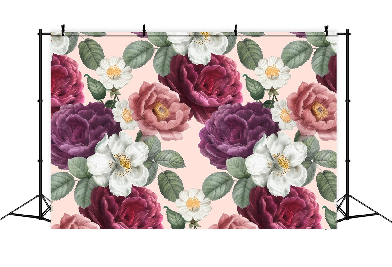 Mother's Day Photography Backdrops Vintage Floral Pattern Backdrop UK LXX3-39