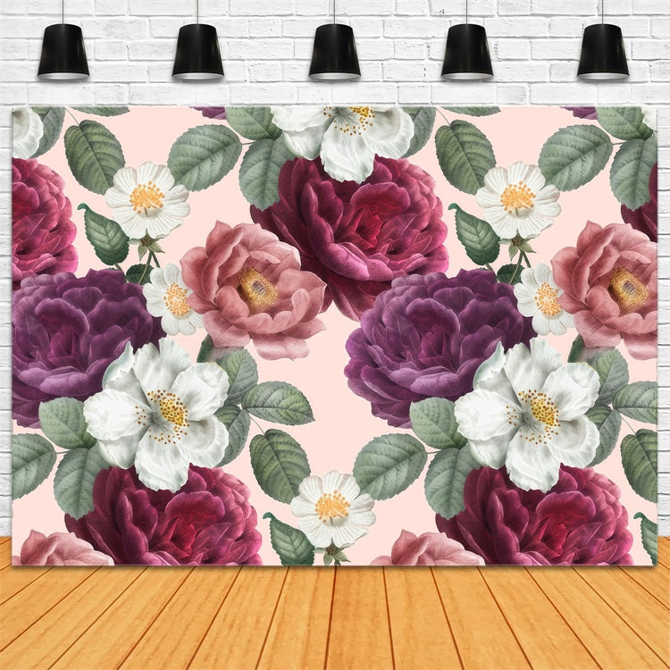 Mother's Day Photography Backdrops Vintage Floral Pattern Backdrop UK LXX3-39