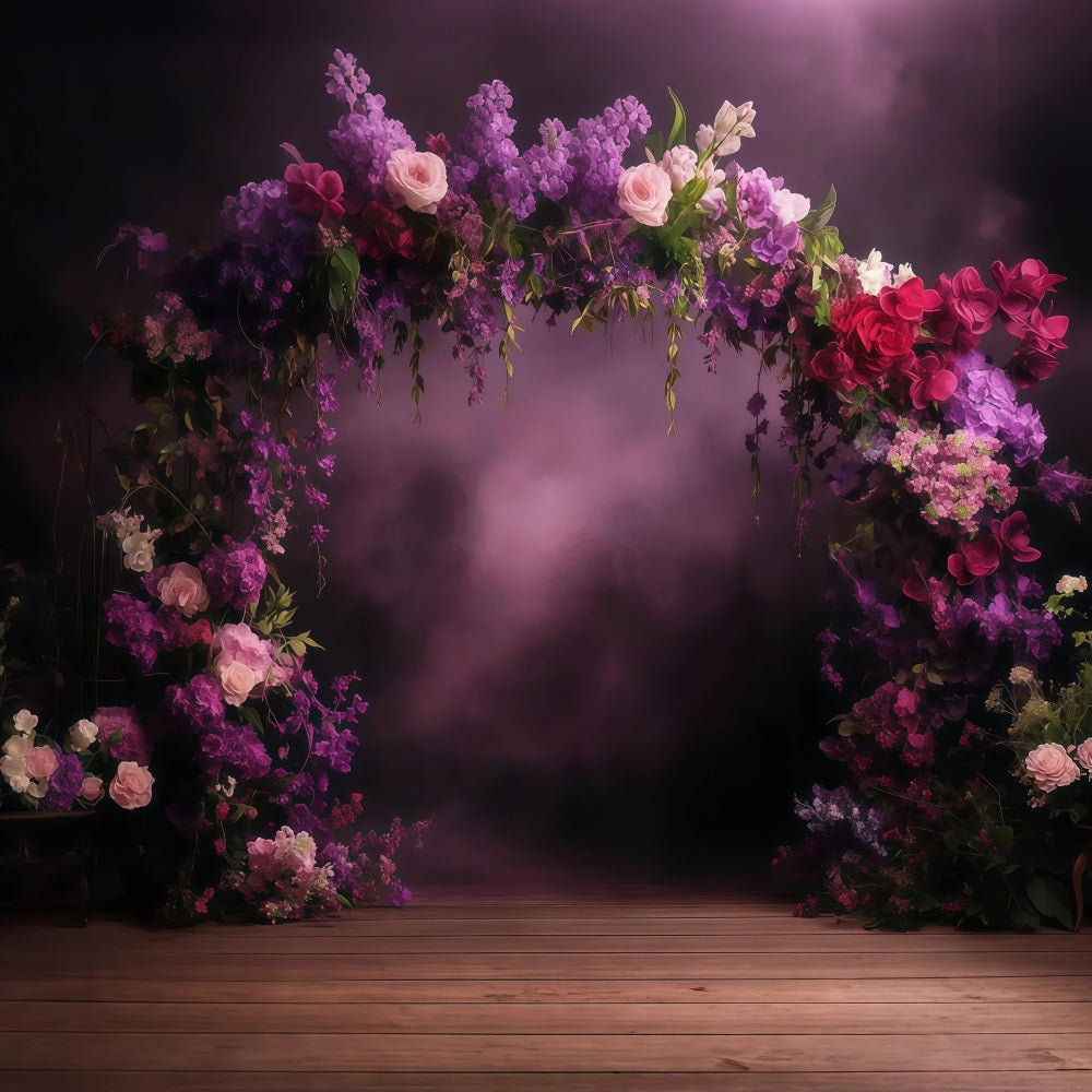Mother's Day Photo Backdrops Violet Floral Arch Backdrop UK LXX3-41
