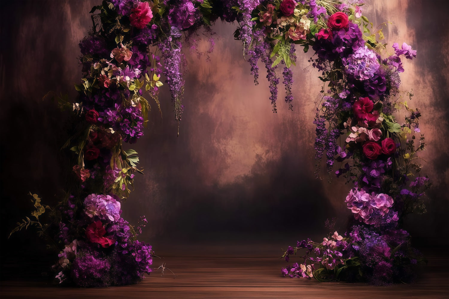 Mother's Day Backdrop Ideas Deep Purple Floral Archway Backdrop UK LXX3-42