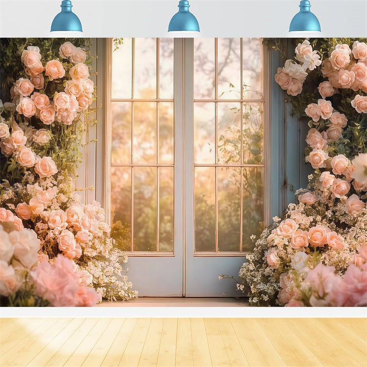 Backdrops For Mother's Day French Window Roses Backdrop UK LXX3-48