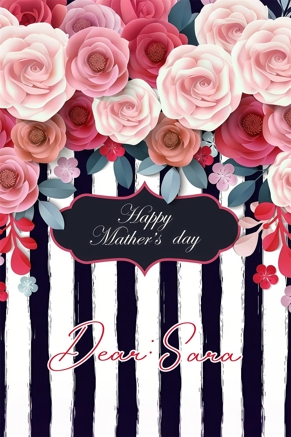 Mother's Day Backdrop Timeless Striped Floral Custom Backdrop UK LXX3-83