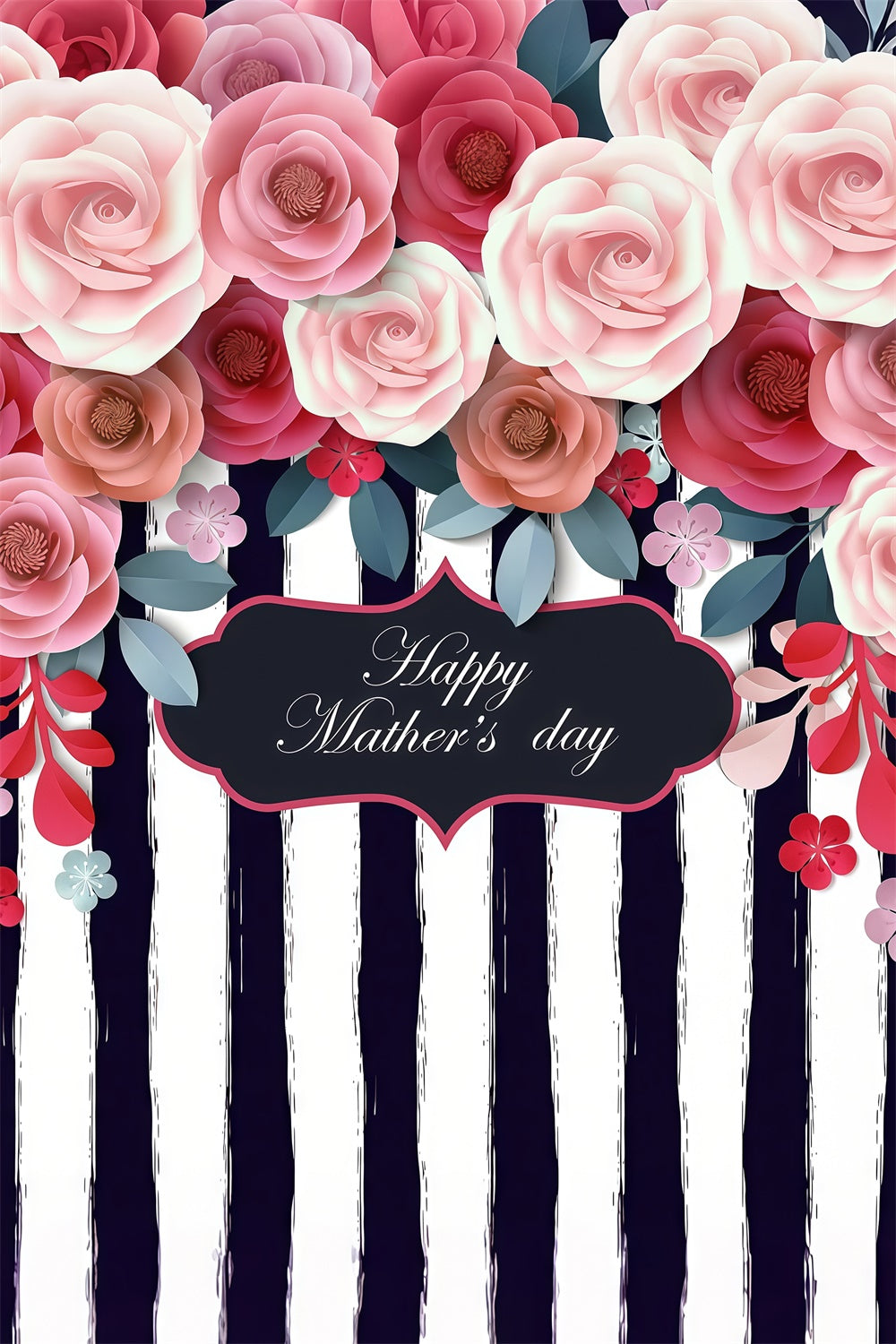 Mother's Day Backdrop Timeless Striped Floral Custom Backdrop UK LXX3-83