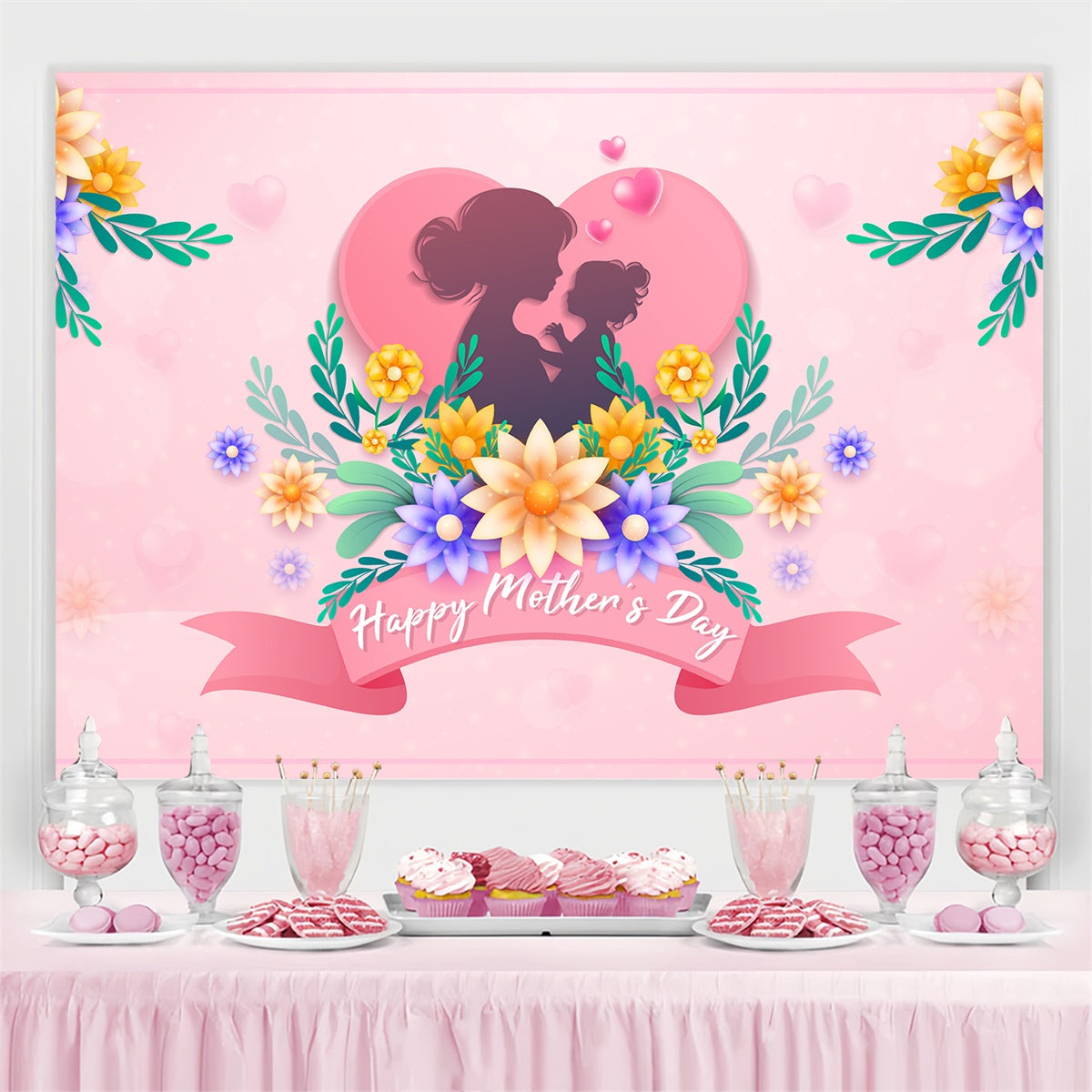 Mothers Day Backdrops Tender Moments Floral Customized Backdrop UK LXX3-84