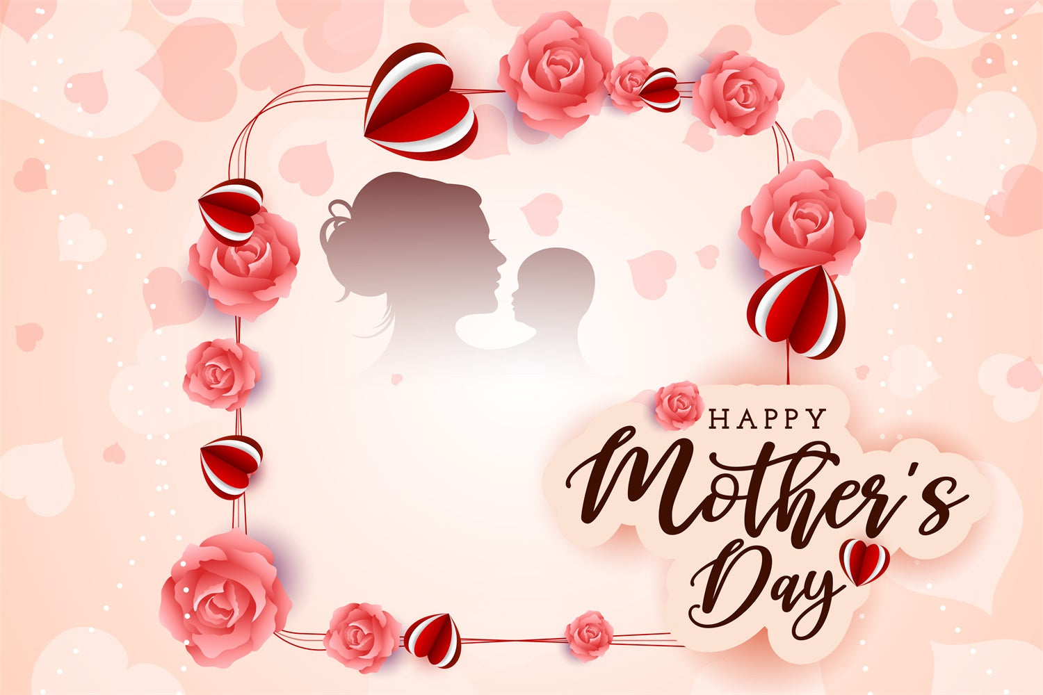 Backdrops For Mother's Day Elegant Rose Heart Personalized Backdrop UK LXX3-85