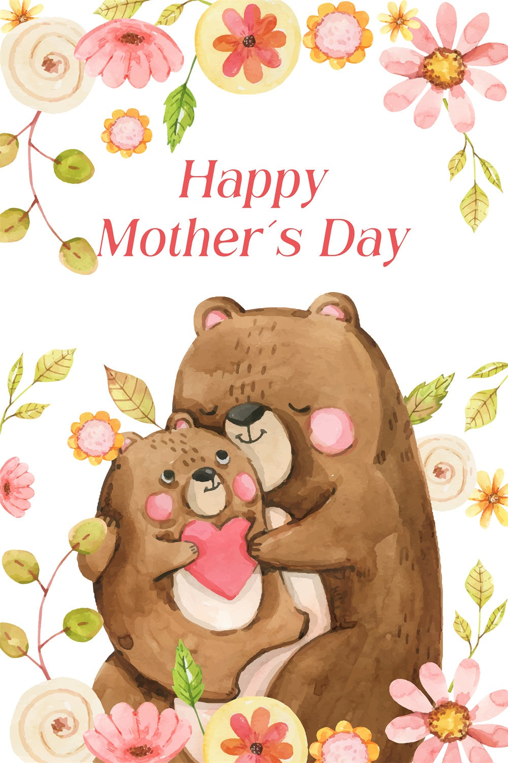 Mothers Day Backdrop Ideas Bear Hug Watercolor Customized Backdrop UK LXX3-86