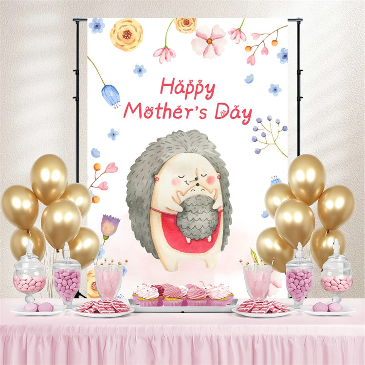 Mothers Day Backdrops Flower Hedgehog Watercolor Custom Backdrop UK LXX3-87