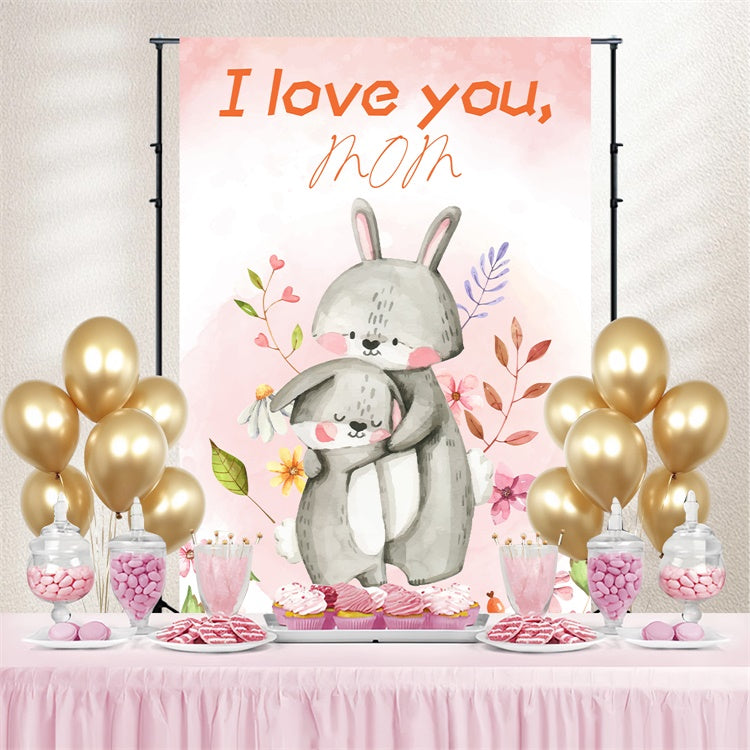 Mother's Day Backdrop Adorable Bunny Floral Customized Backdrop UK LXX3-88