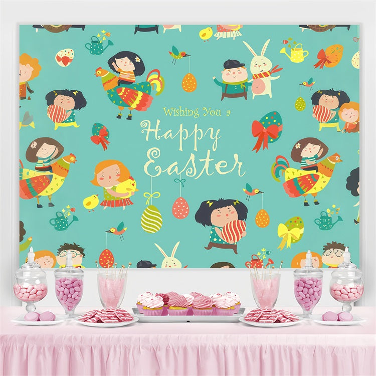Backdrop For Easter Egg Hunt Playful Bunny Personalized Backdrop UK LXX3-96