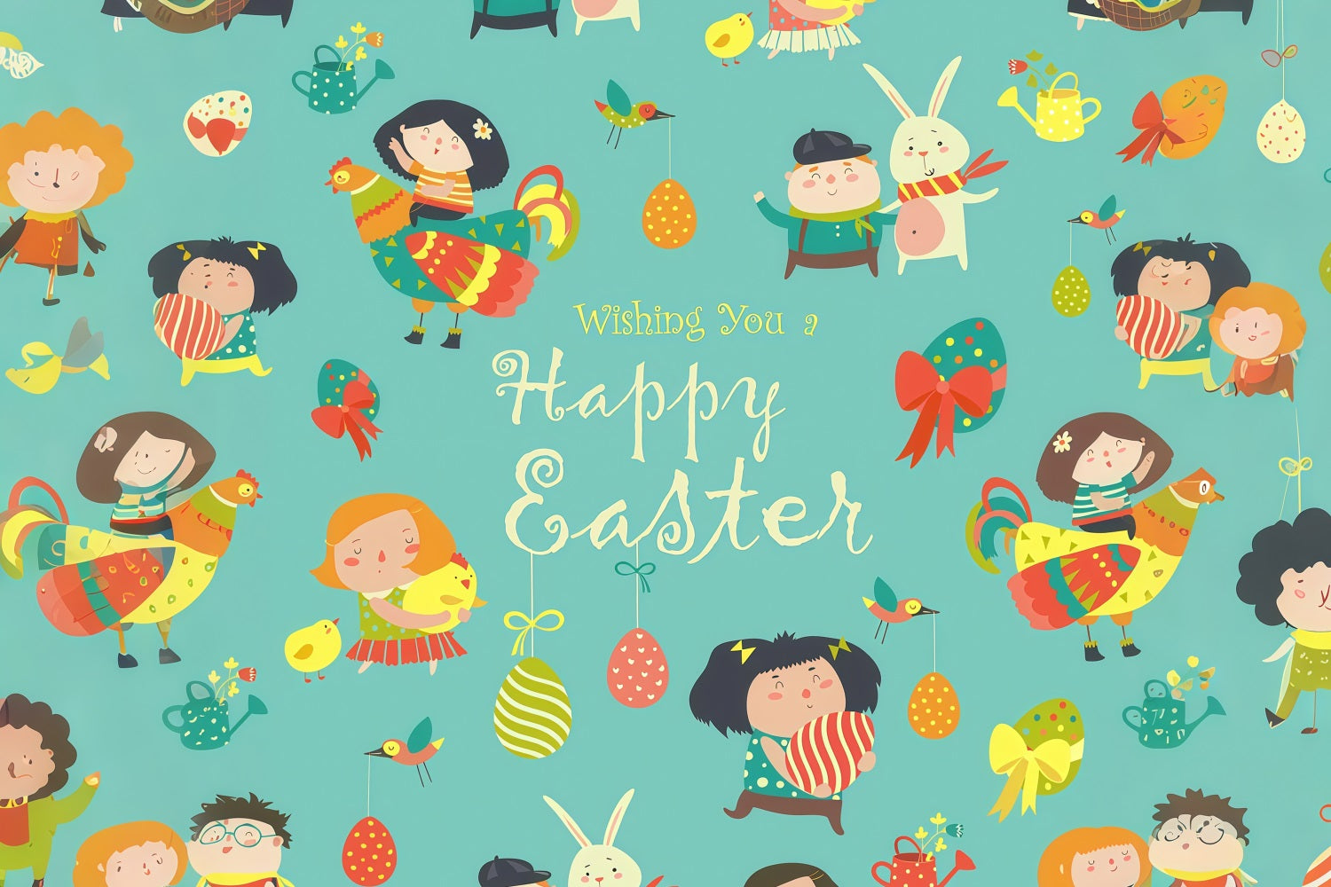 Backdrop For Easter Egg Hunt Playful Bunny Personalized Backdrop UK LXX3-96