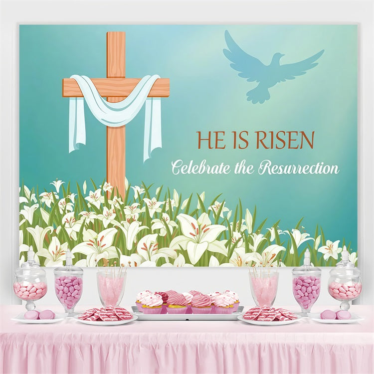 Religious Easter Backdrops Cross Daffodils Backdrop Custom Backdrop UK LXX3-97