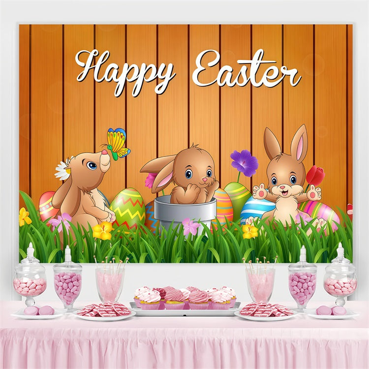Easter Bunny Backdrop Cartoon Bunny Wooden Personalised Backdrop UK LXX3-99