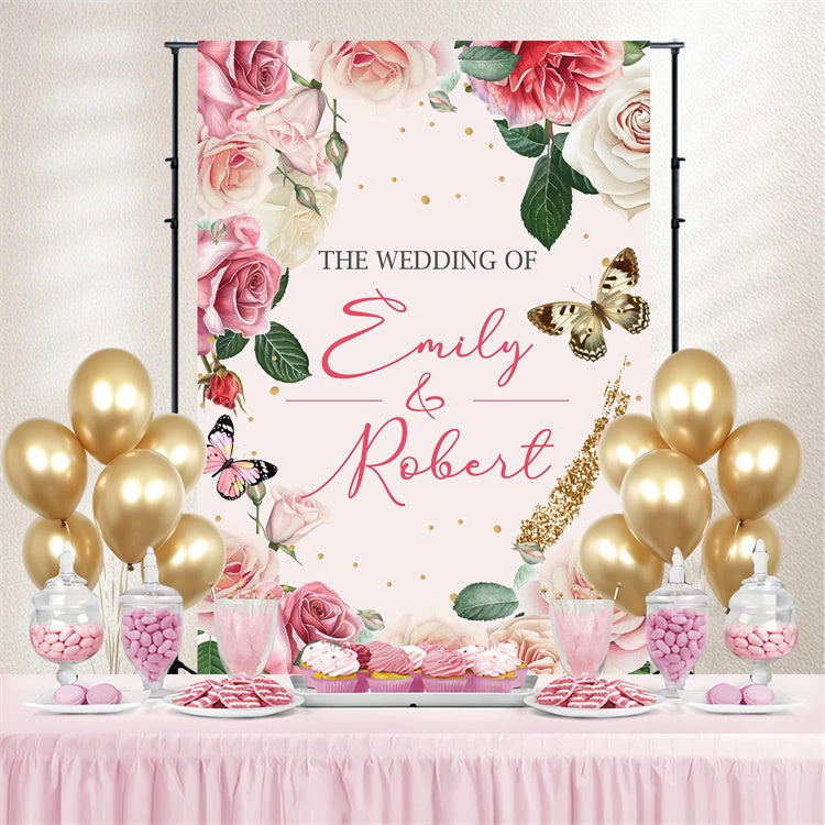 Custom Backdrop For Wedding Elegant Floral Ring Backdrop UK LXX4-100