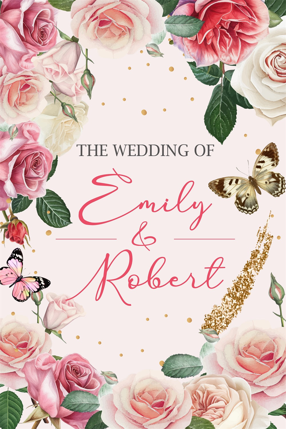 Custom Backdrop For Wedding Elegant Floral Ring Backdrop UK LXX4-100