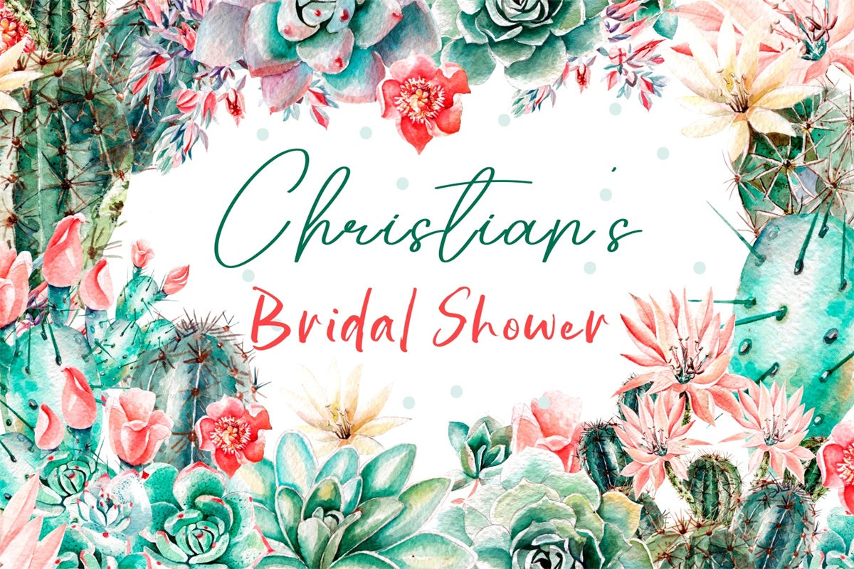 Backdrop For Bridal Shower Tropical Succulent Custom Backdrop UK LXX4-101