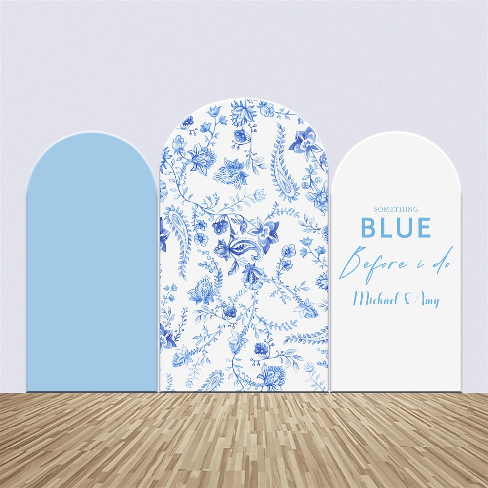 Custom Wedding Backdrop Vintage Blue Pattern Arch Backdrop Kit UK LXX4-102