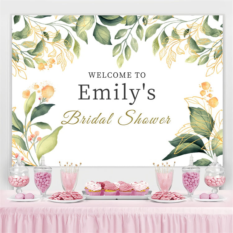 Backdrop For Bridal Shower Watercolor Foliage Custom Backdrop UK LXX4-116