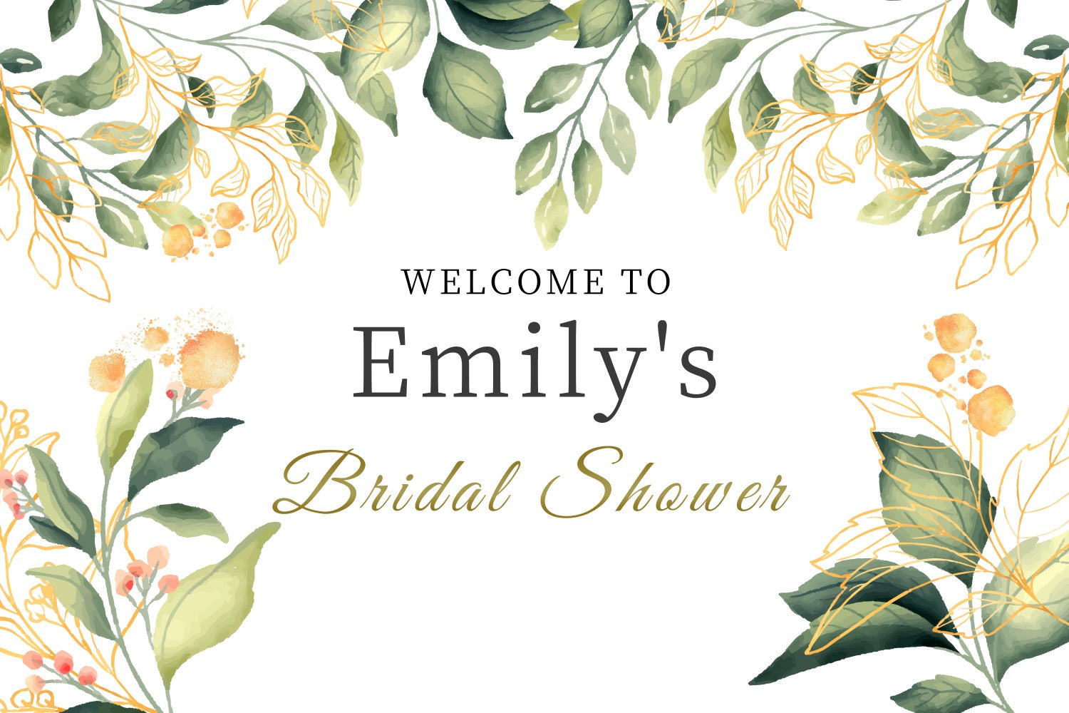 Backdrop For Bridal Shower Watercolor Foliage Custom Backdrop UK LXX4-116