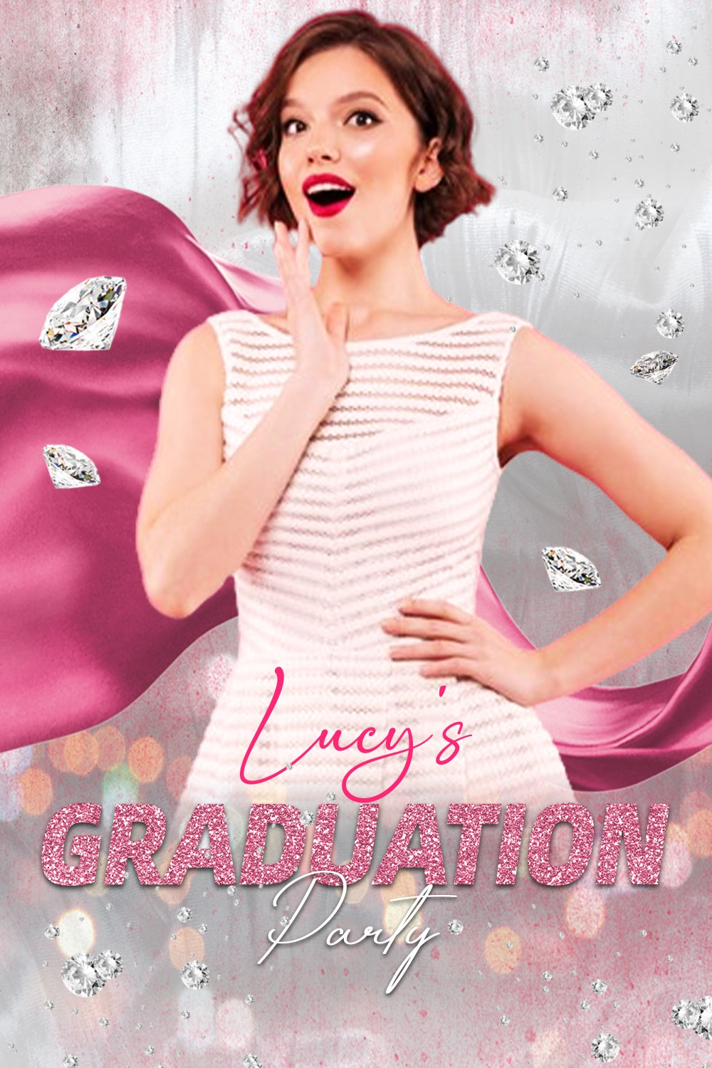 2025 Graduation Backdrop Pink Silk Glam Custom Graduation Party Backdrop UK LXX4-140