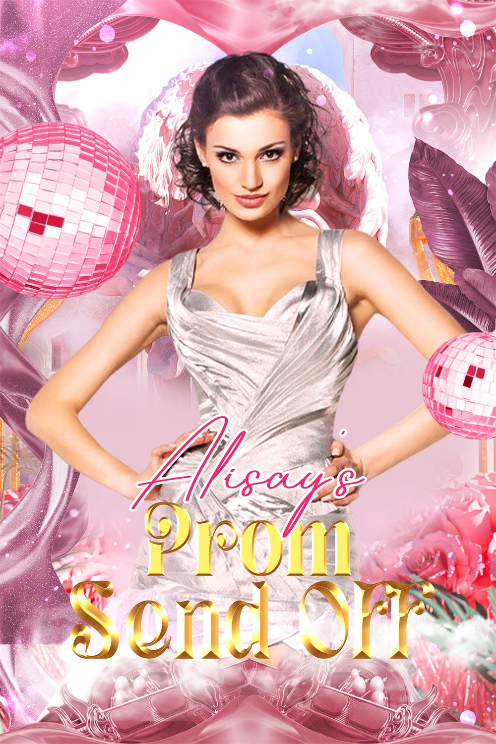 Prom Photo Backdrop Retro Pink Disco Graduation Party Backdrop UK LXX4-141