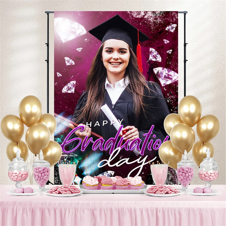 Personalized Graduation Backdrop Radiant Diamond Graduation Party Backdrop UK LXX4-142