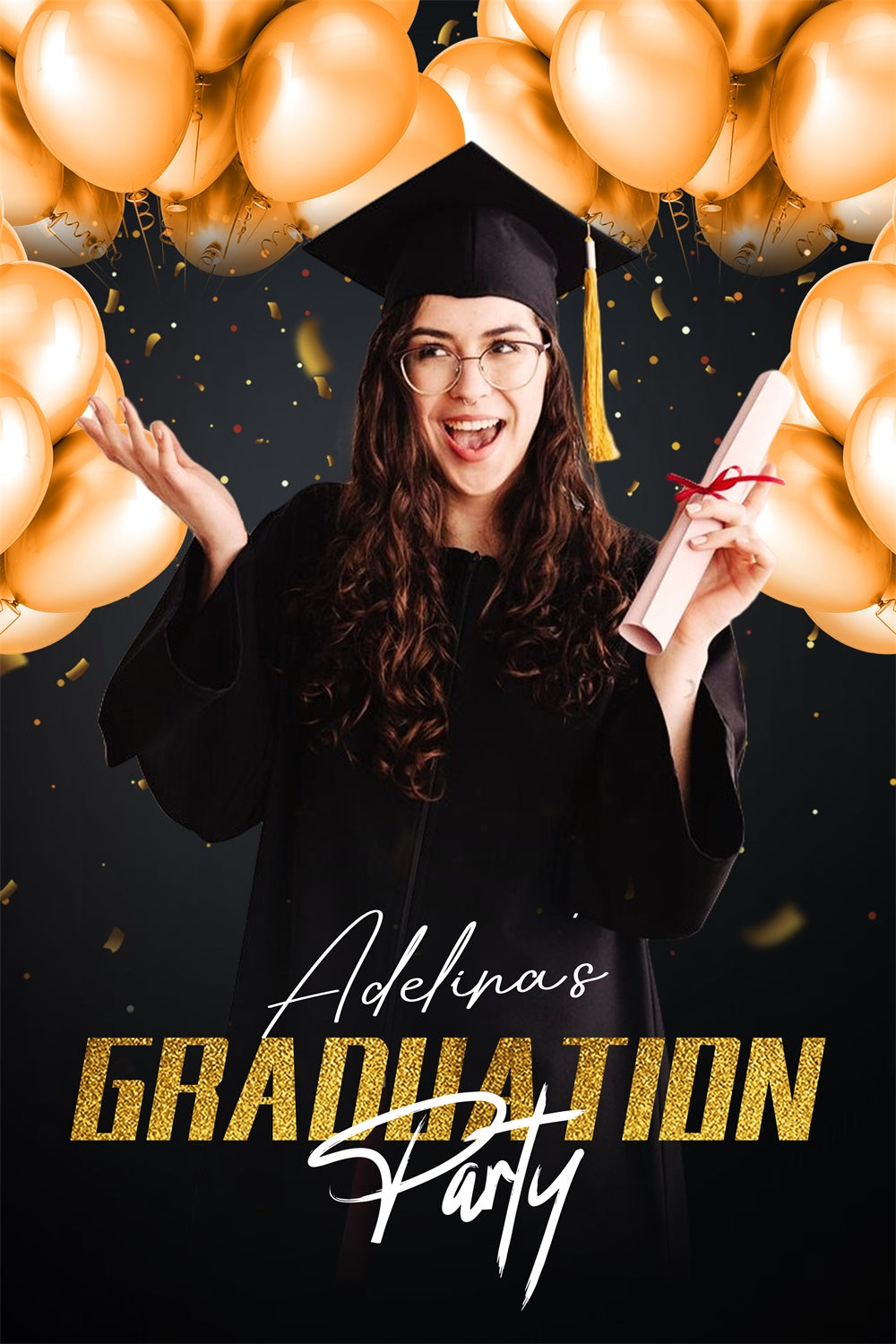 2025 Graduation Backdrop Golden Balloon Custom Graduation Party Backdrop UK LXX4-144