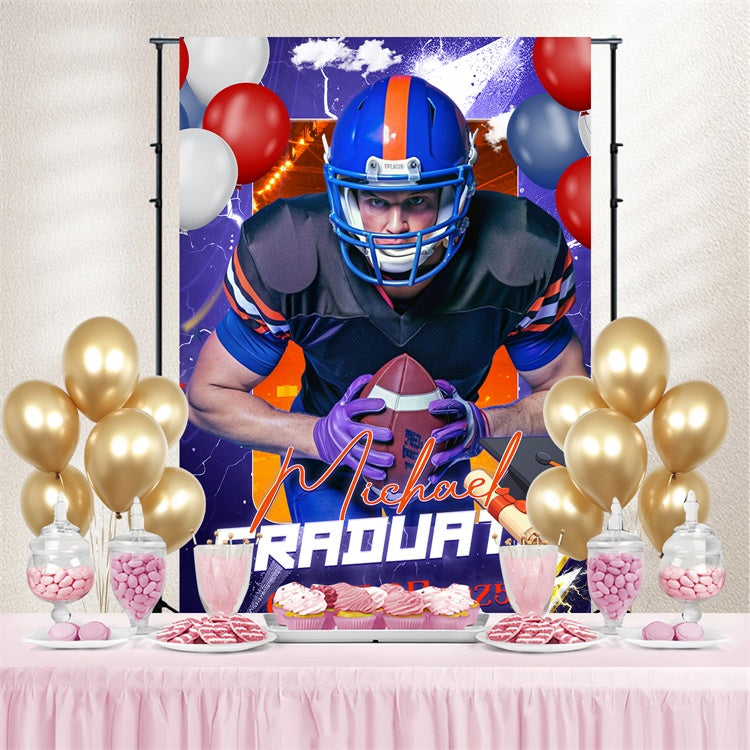 2025 Graduation Backdrop Purple Storm Custom Graduation Party Backdrop UK LXX4-153