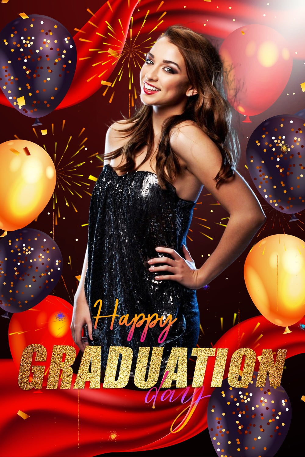 Customized Graduation Backdrop Glamorous Balloon Graduation Party Backdrop UK LXX4-159