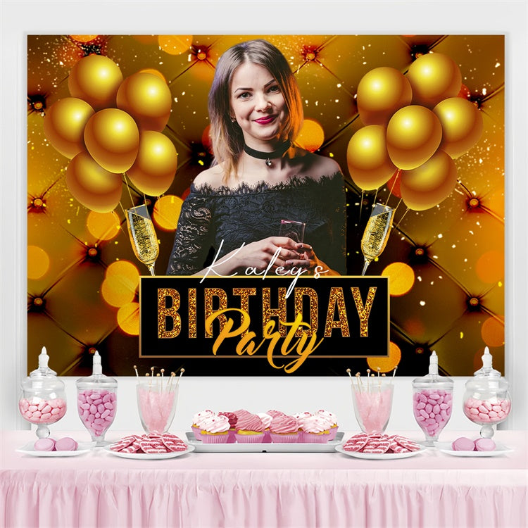 Personalized Birthday Backdrop Shimmering Golden Lights Backdrop UK LXX4-16