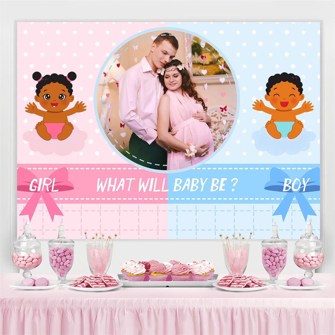 Baby Shower Backdrop Cute Baby Gender Reveal Custom Backdrop UK LXX4-181