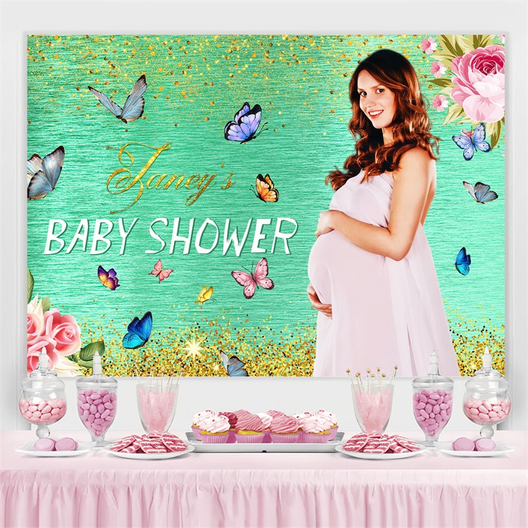 Baby Shower Backdrop Ideas Floral Glitter Garden Personalized Backdrop UK LXX4-182