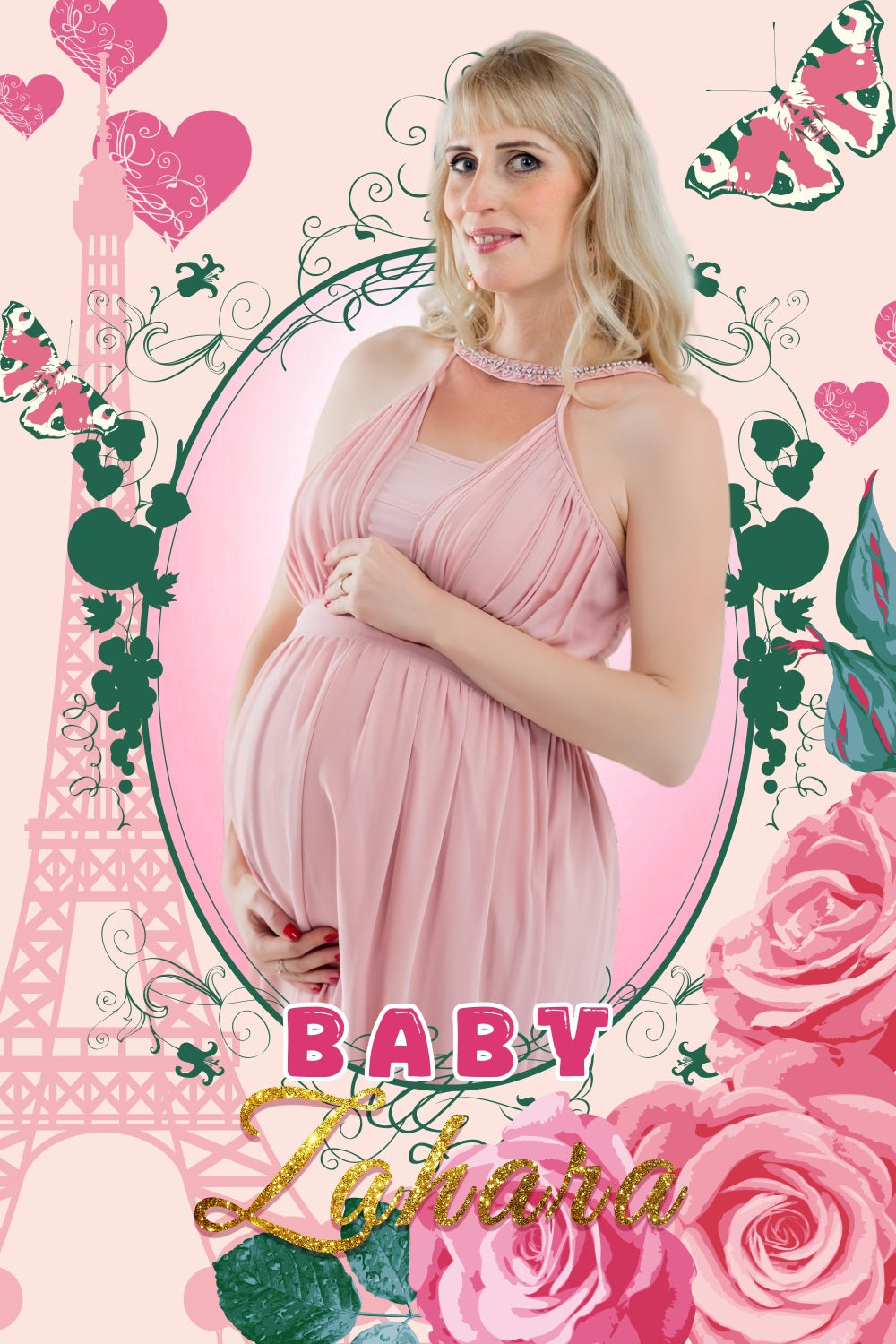 Baby Shower Backdrop Girl Butterfly Eiffel Tower Floral Custom Backdrop UK LXX4-189