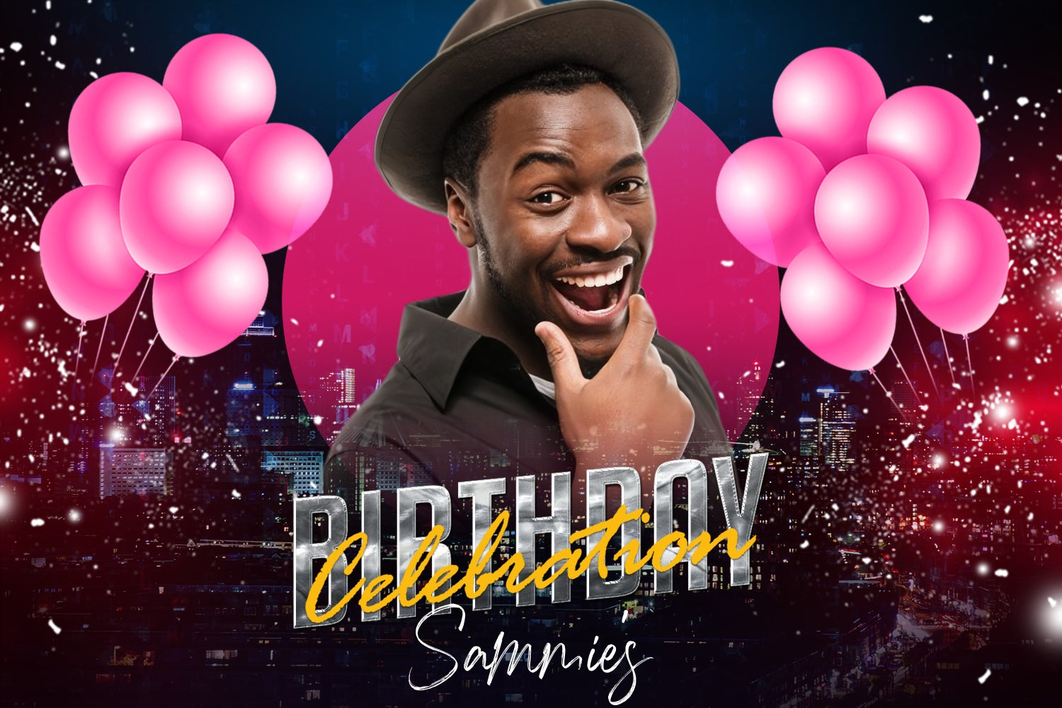 Customized Birthday Backdrop Urban Sparkle Pink Balloons Backdrop UK LXX4-19