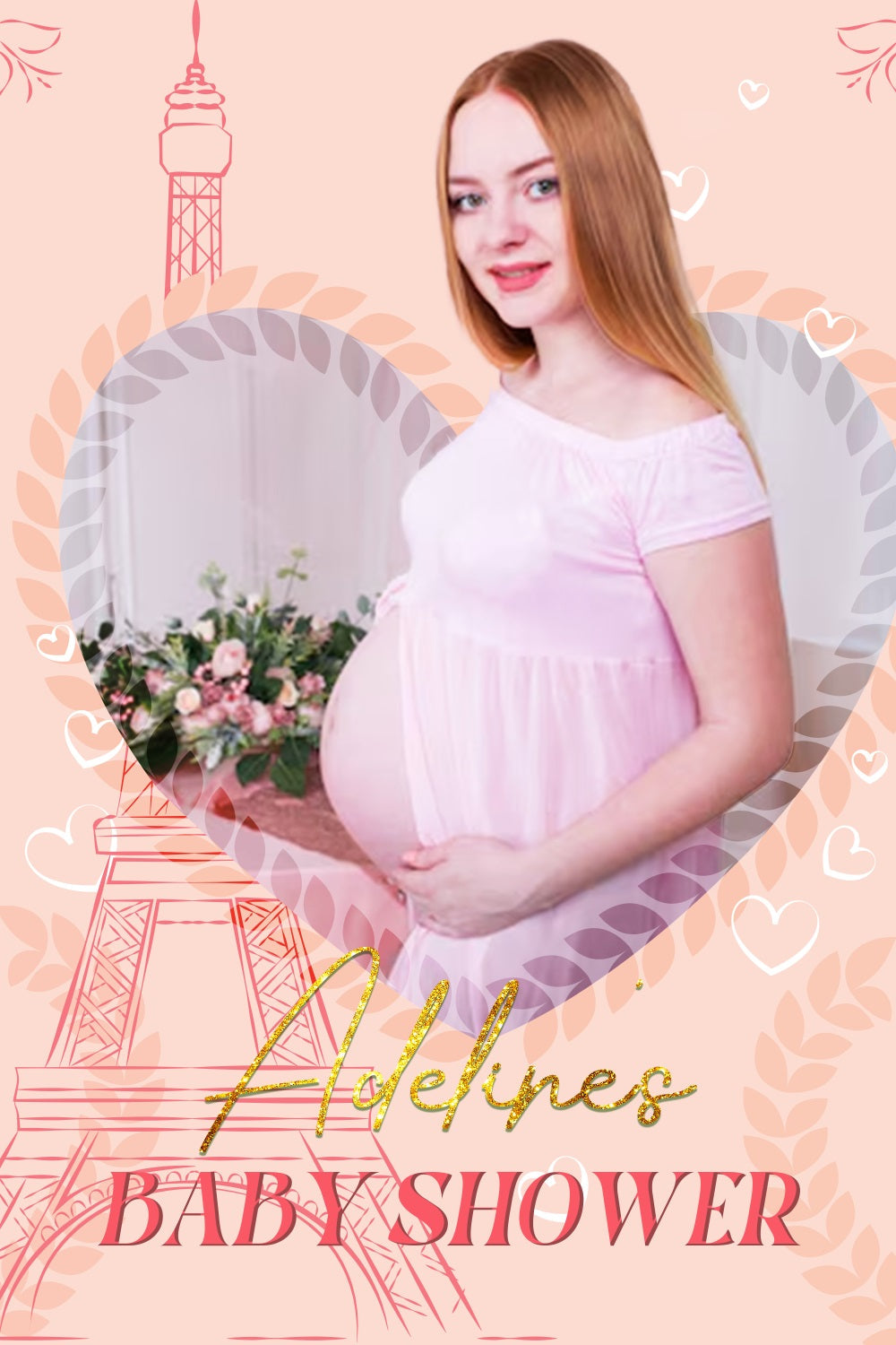 Baby Shower Photo Backdrop Heart Eiffel Tower Personalized Backdrop UK LXX4-190