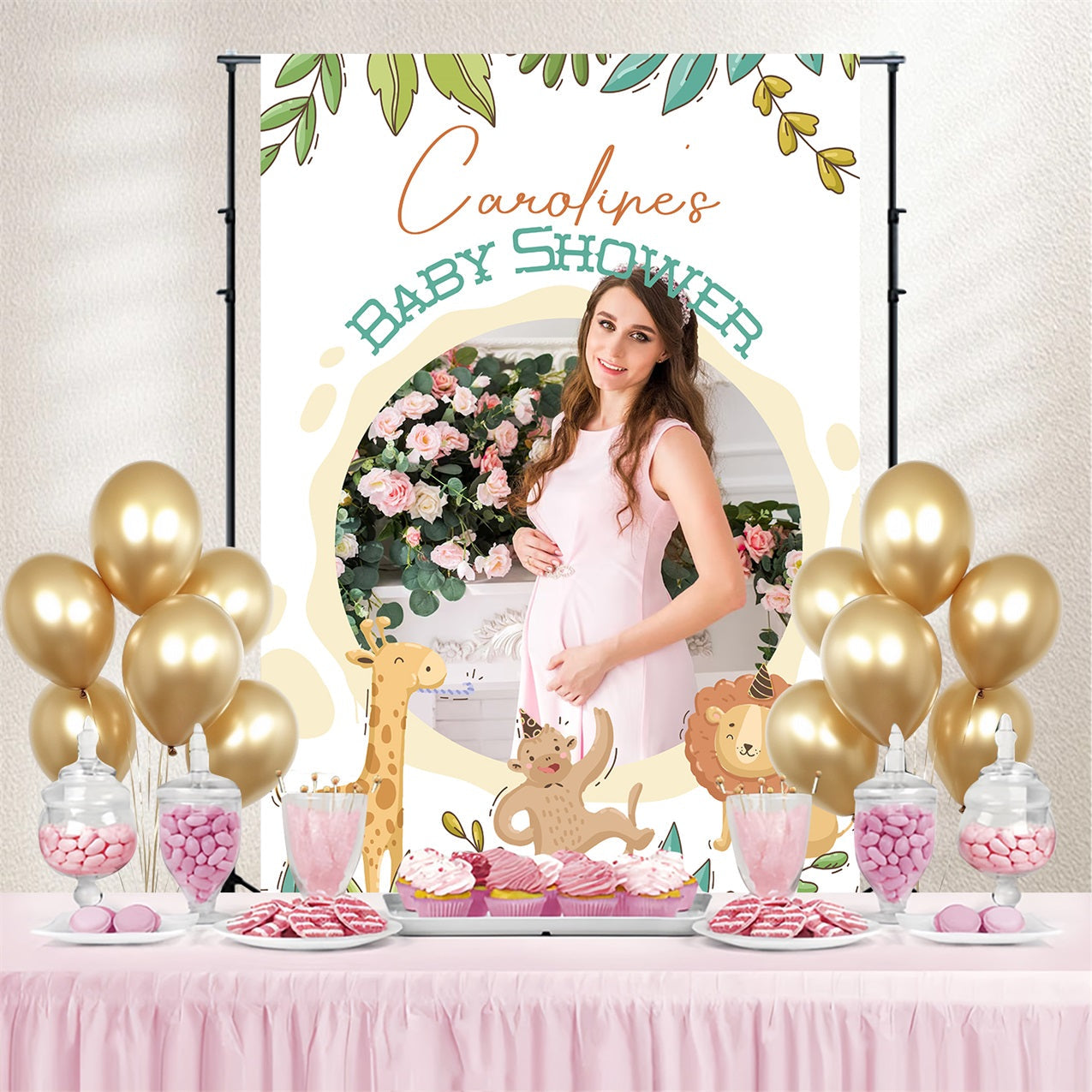 Safari Baby Shower Backdrop Cartoon Jungle Animal Personalised Backdrop UK LXX4-192