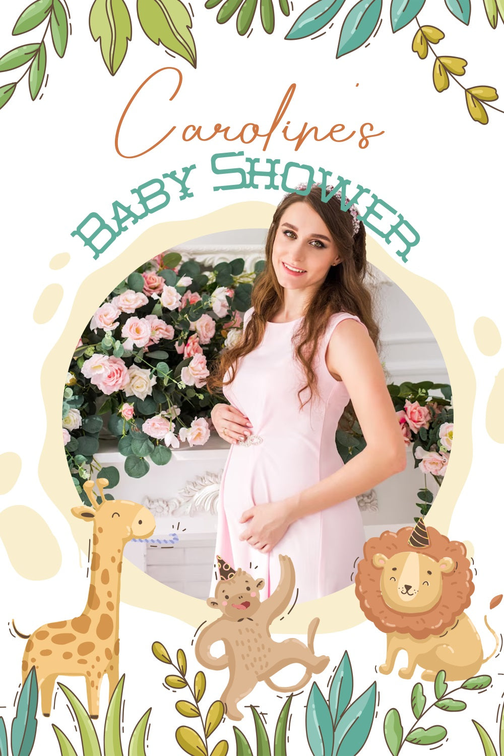 Safari Baby Shower Backdrop Cartoon Jungle Animal Personalised Backdrop UK LXX4-192