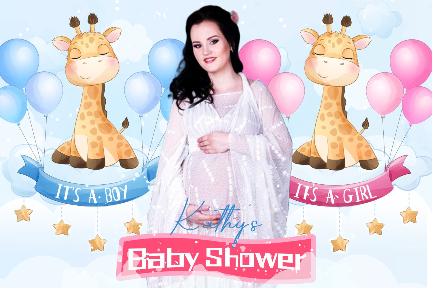 Baby Shower Safari Backdrop Giraffe Gender Reveal Party Custom Backdrop UK LXX4-193