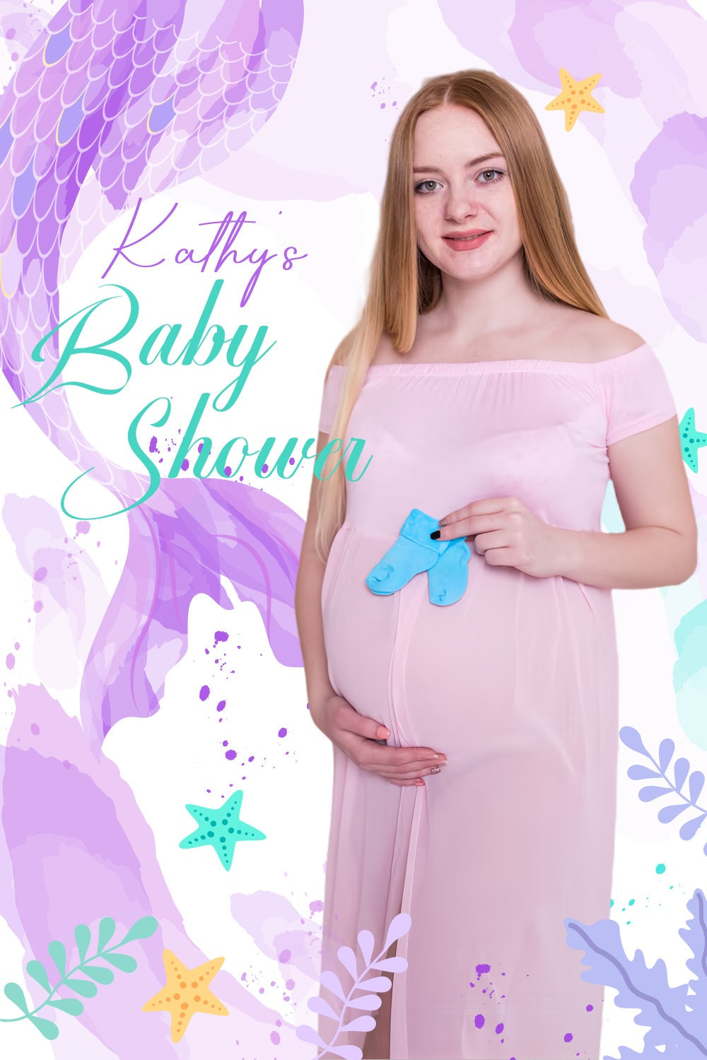 Backdrop Baby Shower Purple Mermaid Tail Custom Backdrop UK LXX4-197