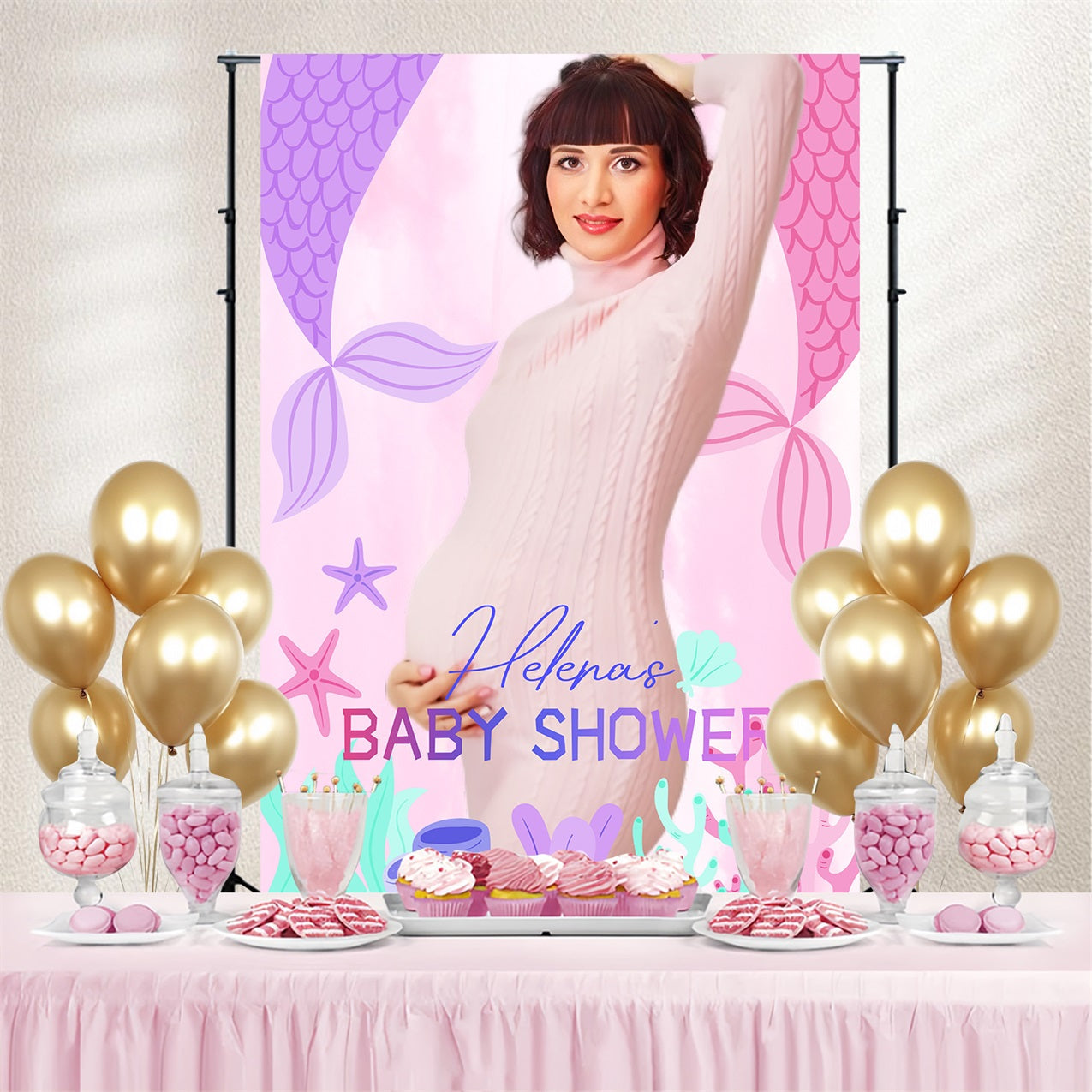 Under The Sea Baby Shower Backdrop Mermaid Tail Custom Backdrop UK LXX4-198