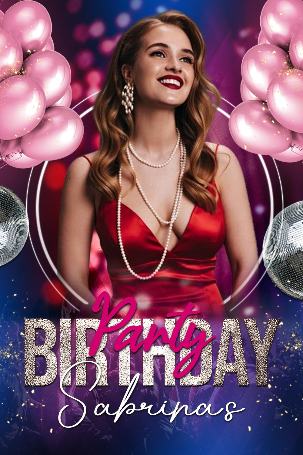 Custom Made Birthday Backdrops Pink Balloons Glamorous Backdrop UK LXX4-2