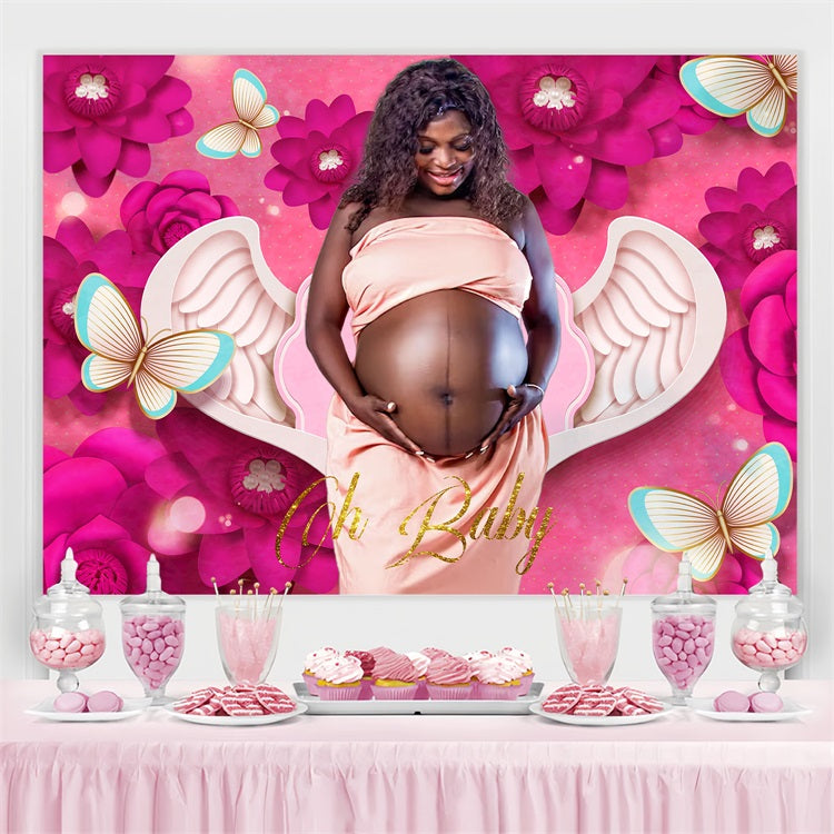 Floral Baby Shower Backdrop Floral Heaven Angel Personalised Backdrop UK LXX4-201