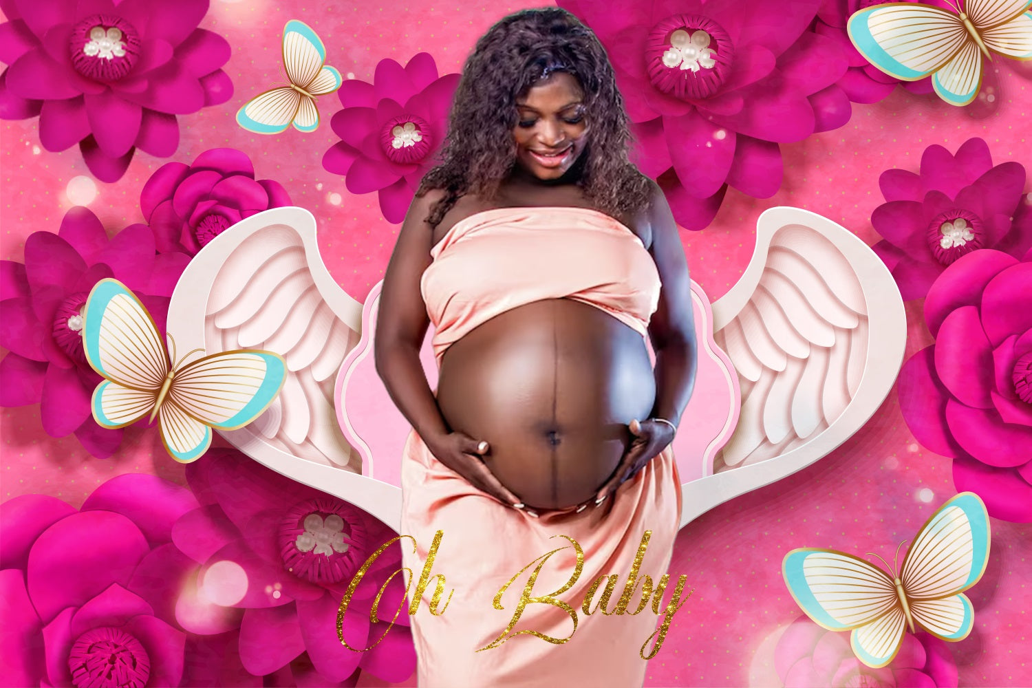 Floral Baby Shower Backdrop Floral Heaven Angel Personalised Backdrop UK LXX4-201