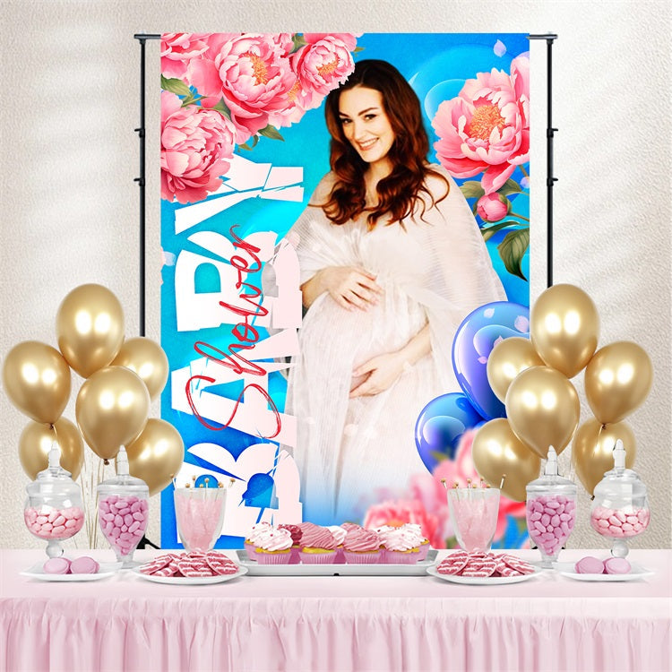 Baby Shower Flower Backdrop Ideas Floral Balloon Personalized Backdrop UK LXX4-203